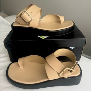 Alana Tan Ankle Strap Platform Wedge Sandals